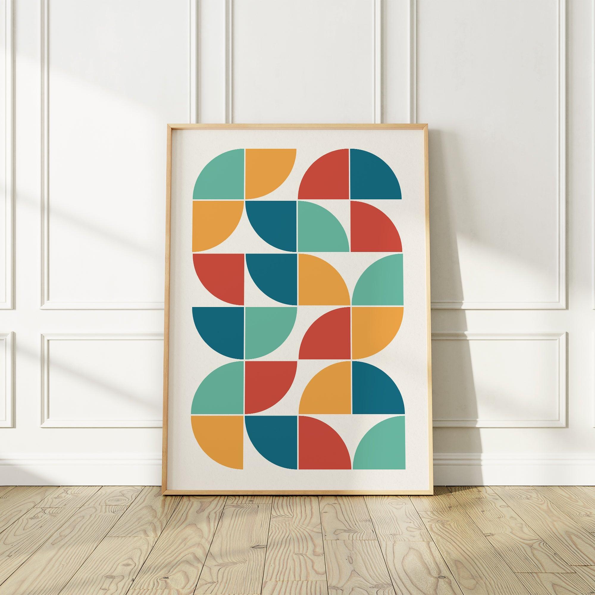 Unique Colorful Mid-Century Abstract Art Print