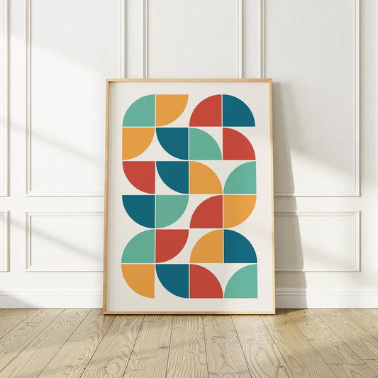 Unique Colorful Mid-Century Abstract Art Print