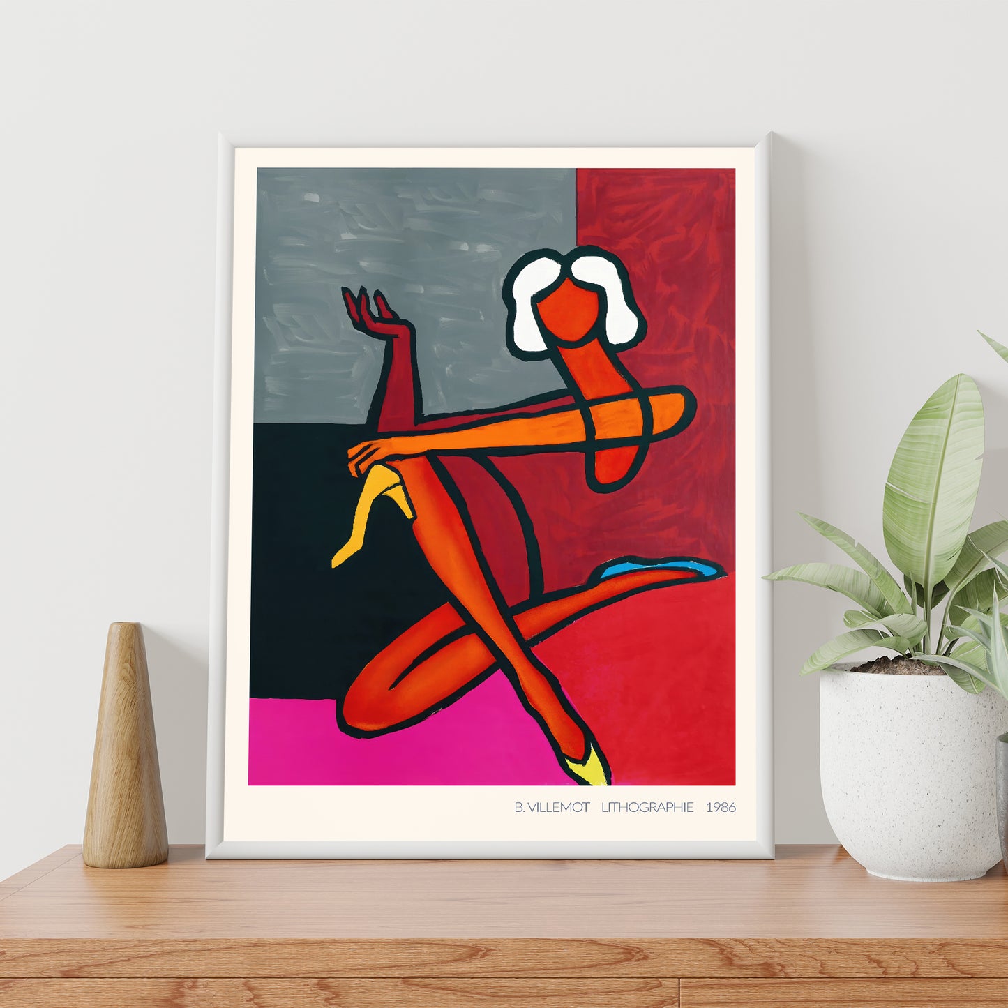 Bernard Villemot Vibrant 1982 Design for Bally, Retro Art Print