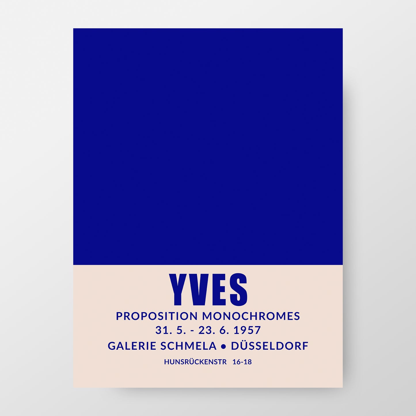 Yves Klein 1957 Blue Monochromes Exhibition Poster