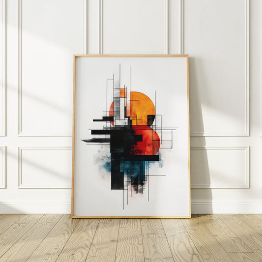 Impression d'art abstrait coloré du milieu du siècle