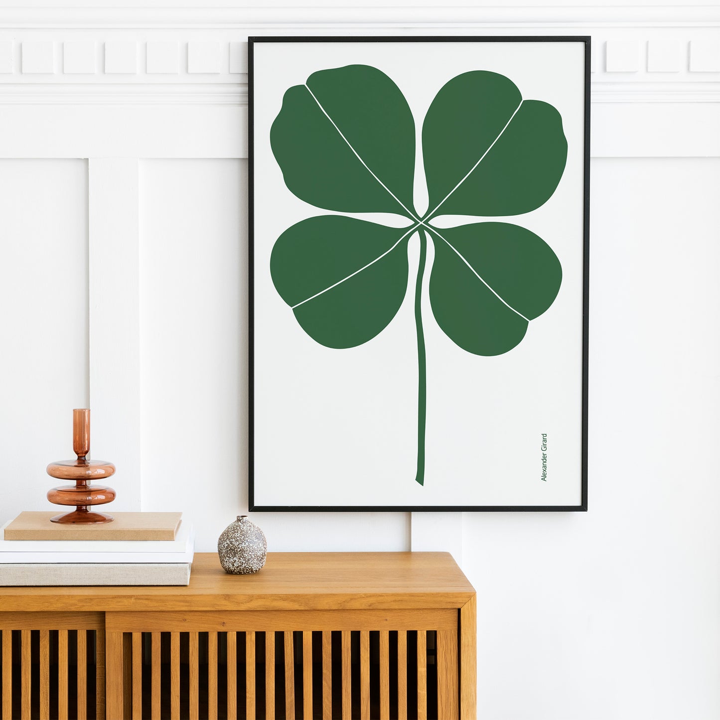 Mid-Century Modern Art Print Inspired by Alexander Girard, Green clover Poster Poster Print Gang