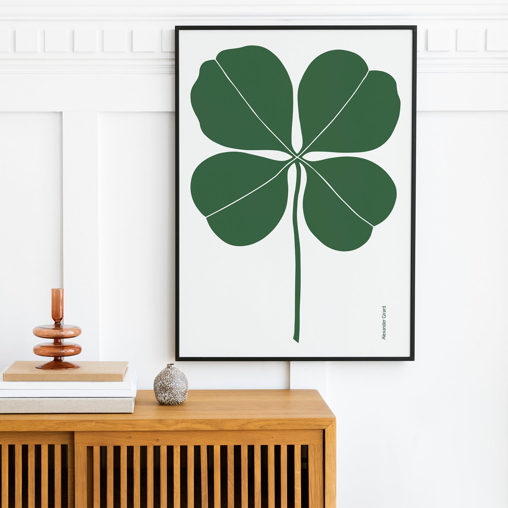 Mid-Century Modern Art Print Inspired by Alexander Girard, Green clover Poster Poster Print Gang