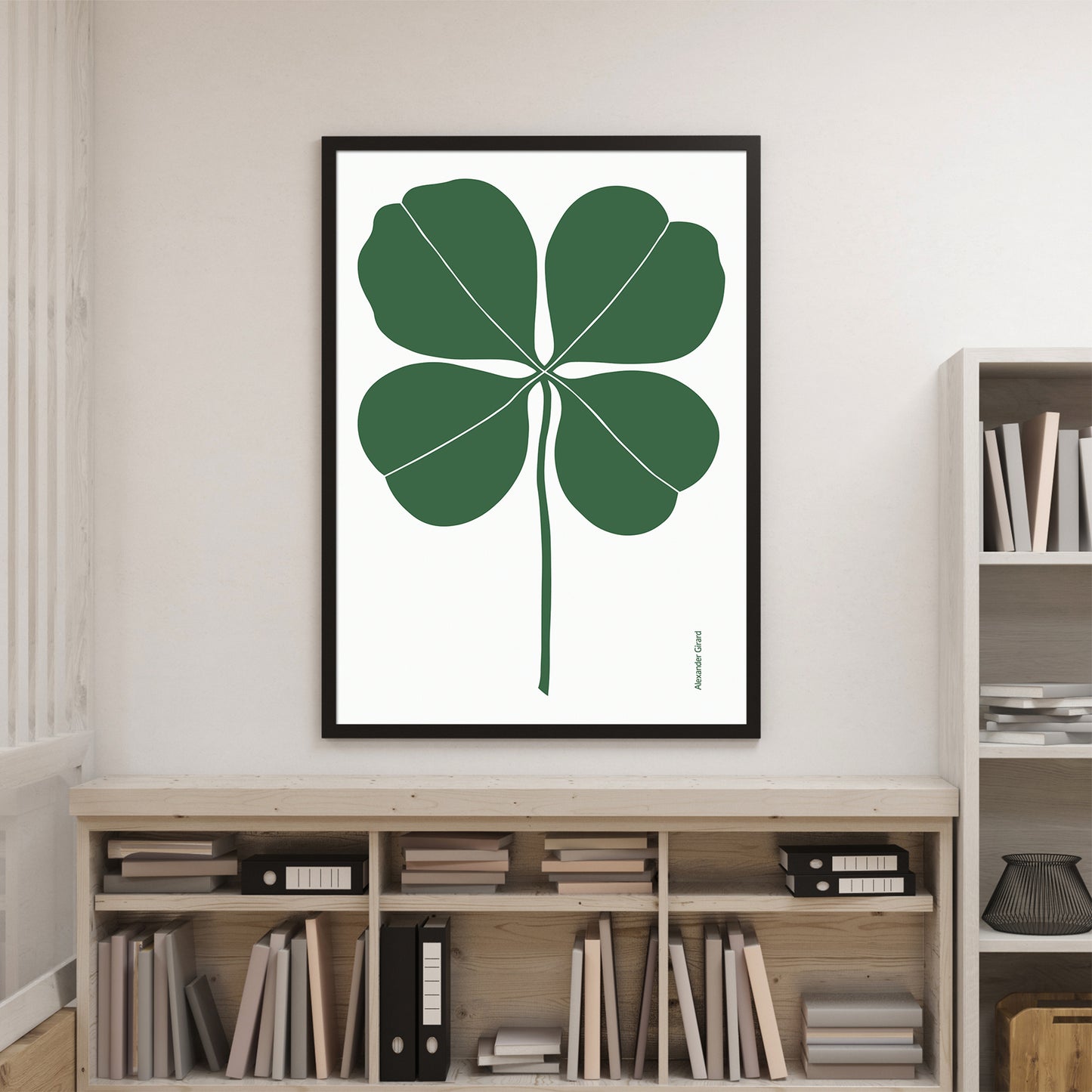 Mid-Century Modern Art Print Inspired by Alexander Girard, Green clover Poster Poster Print Gang