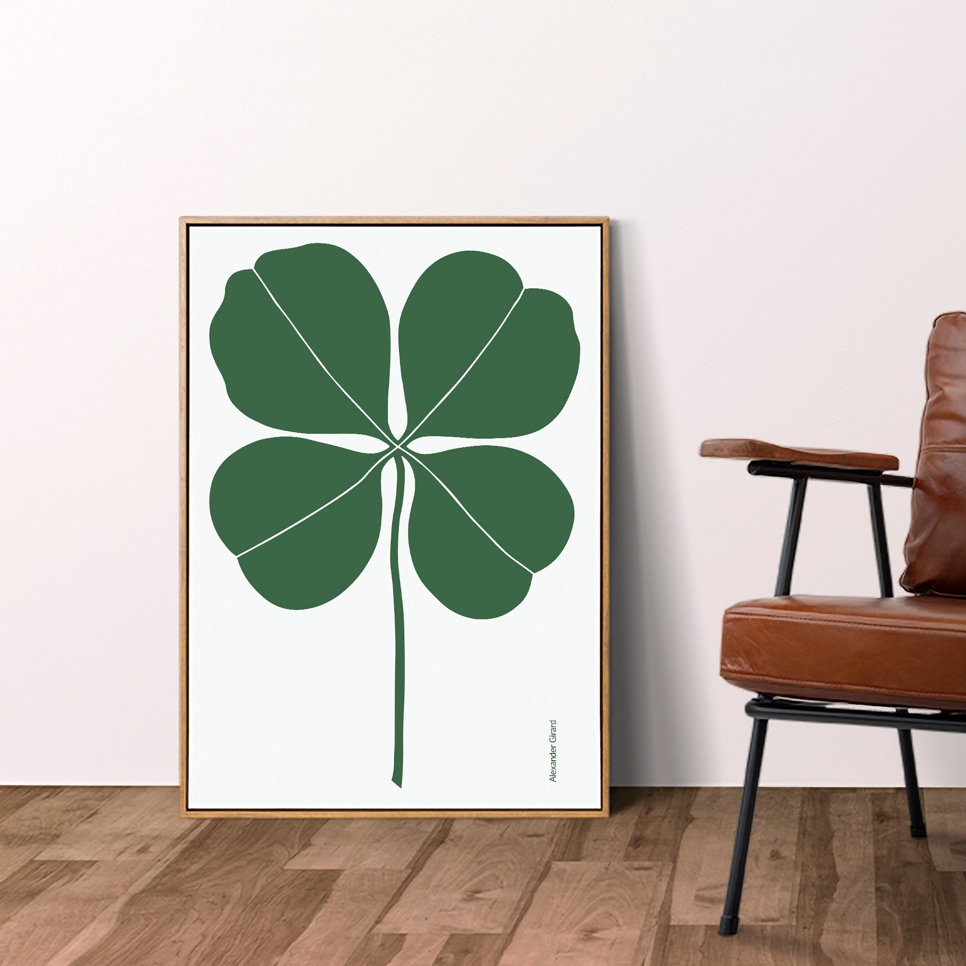 Mid-Century Modern Art Print Inspired by Alexander Girard, Green clover Poster Poster Print Gang