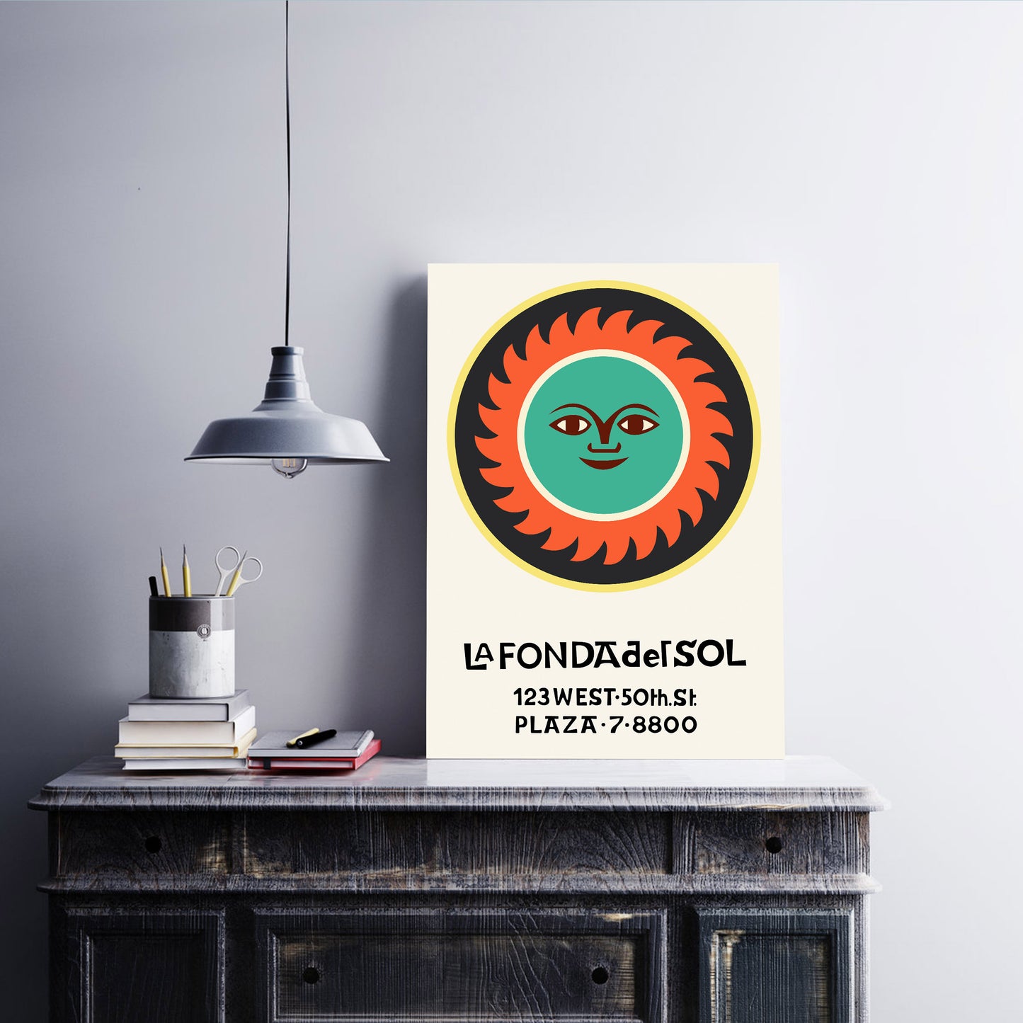 Mid-Century Modern Art Print Inspired by Alexander Girard, La Fonda del Sol