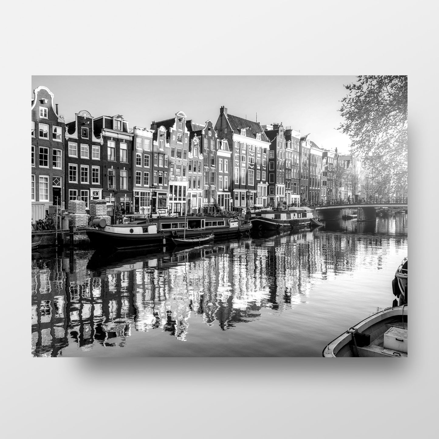 Canaux d’Amsterdam, impression photographie noir et blanc