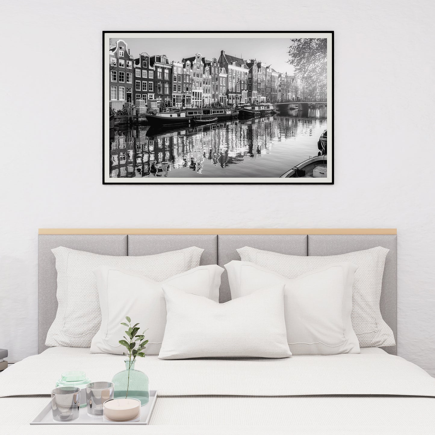 Canaux d’Amsterdam, impression photographie noir et blanc