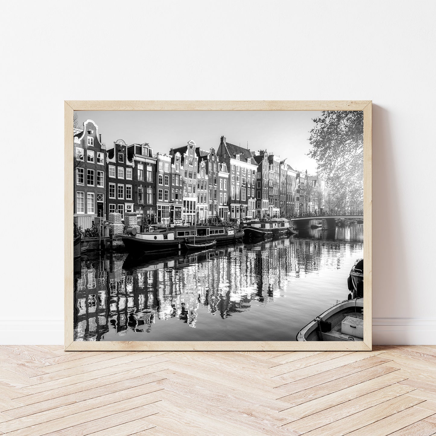 Canaux d’Amsterdam, impression photographie noir et blanc