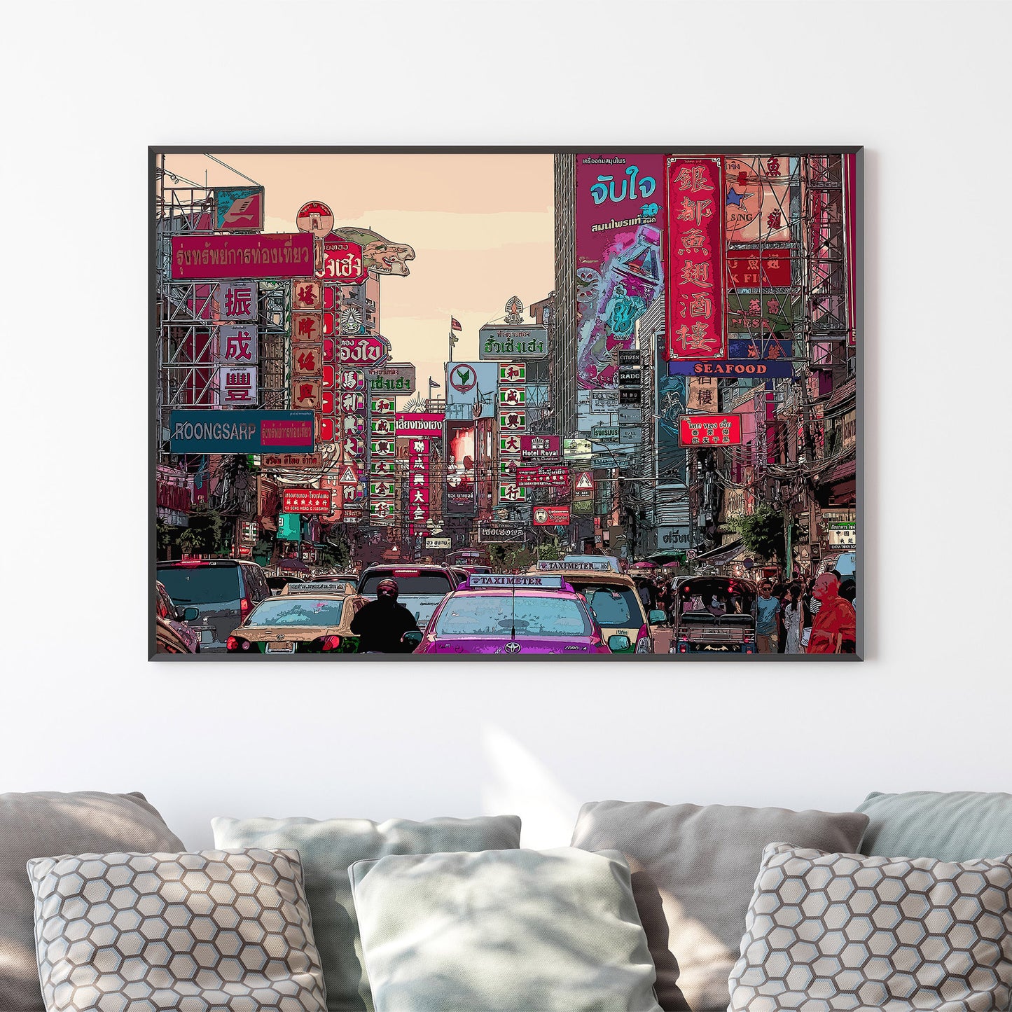 Bangkok Thailand Art Print, Vibrant Digital Painting From a Photo