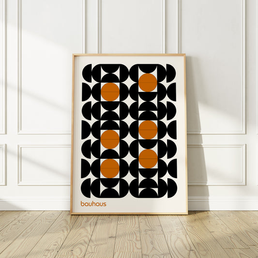 Bauhaus Black and Orange Geometric Shapes Poster