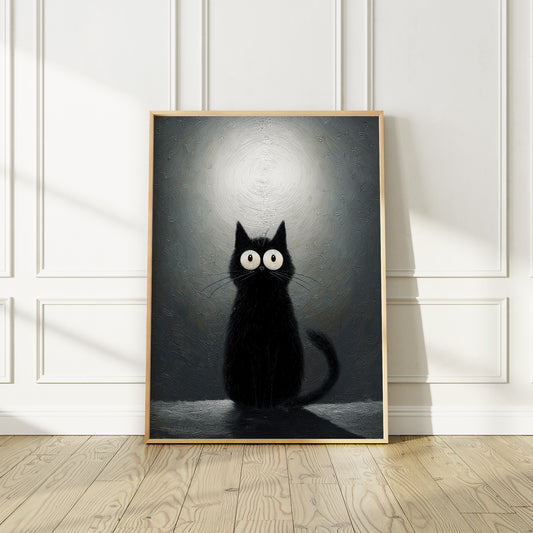Surreal Abstract Cat Art Print, Oil Painting Style