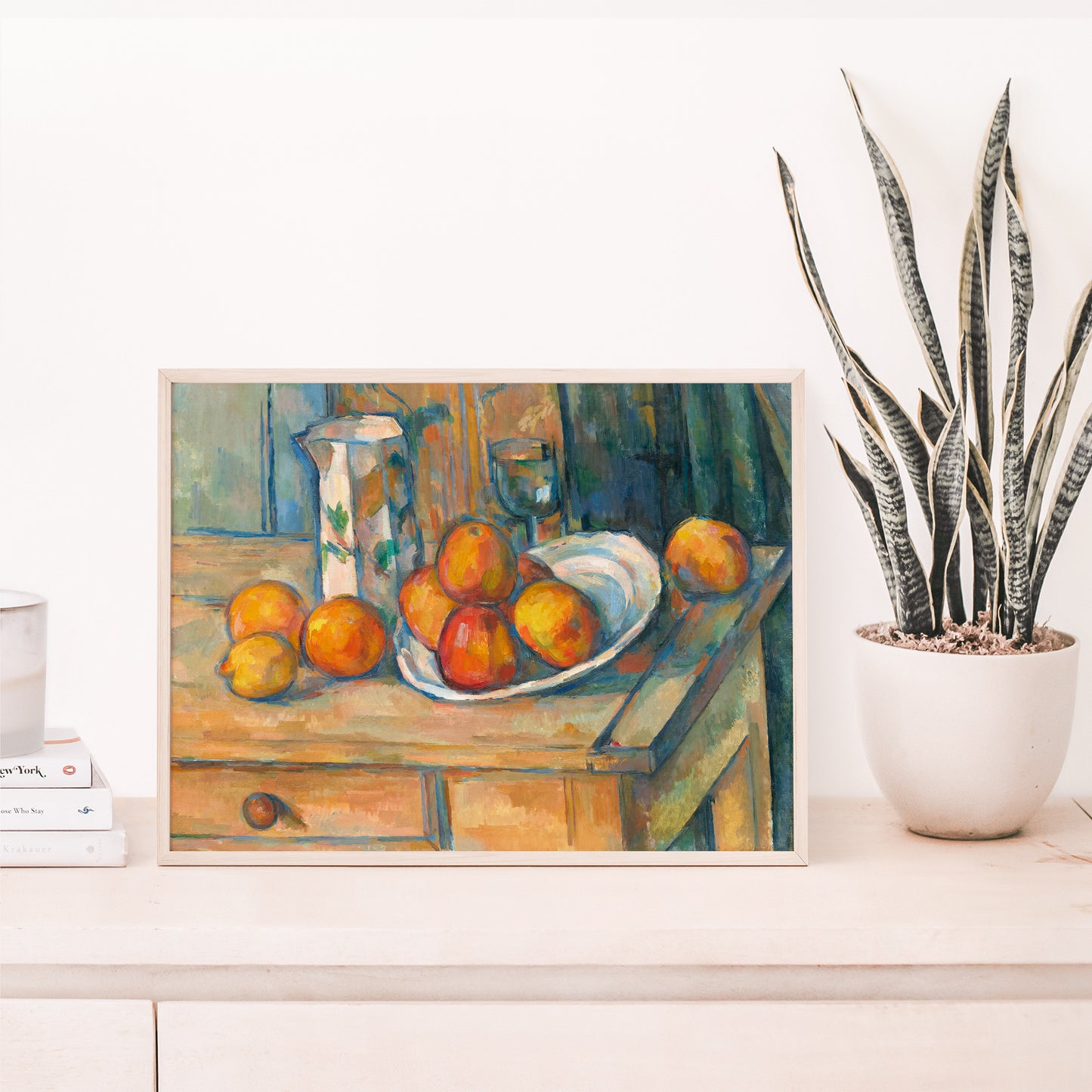 Still Life with Milk Jug and Fruit (ca. 1900) by Paul Cézanne, Enhanced Reproduction Print