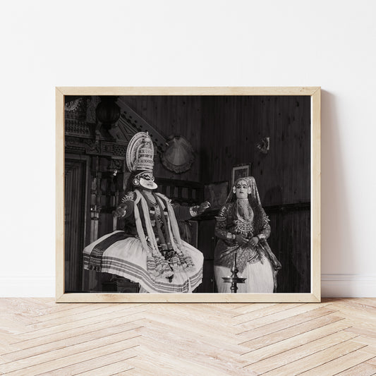 Traditional South India Kathakali Black and White Poster