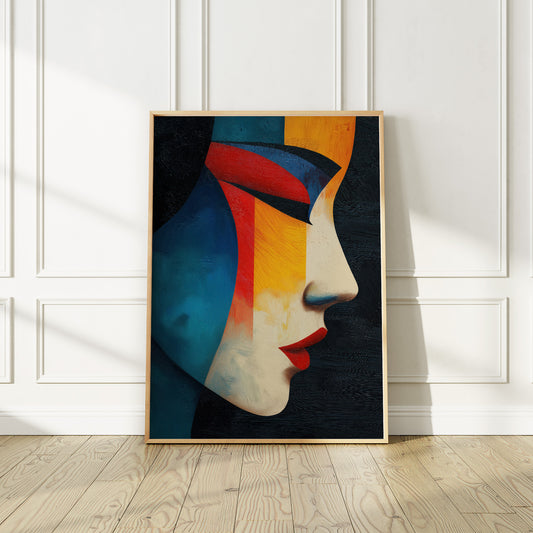 Vibrant Japanese Geisha Abstract Face no.2