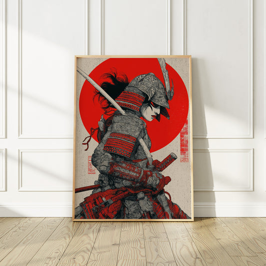Japanese Geisha Bushido Warrior Art Print