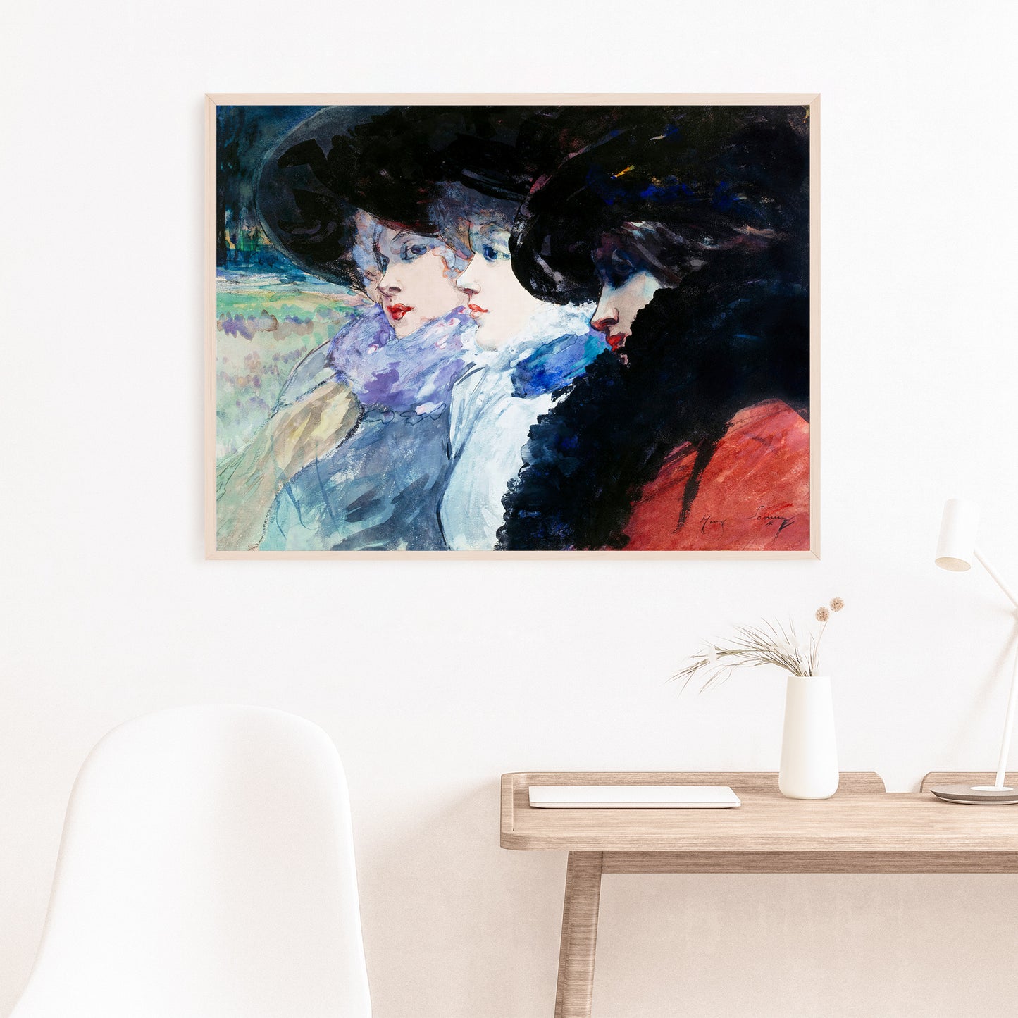 Three women in profile (1900) painting print in high resolution by Henry Somm