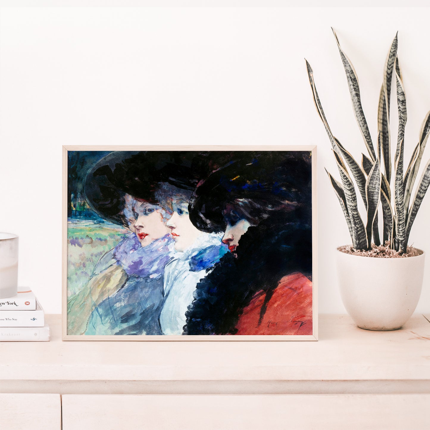 Three women in profile (1900) painting print in high resolution by Henry Somm
