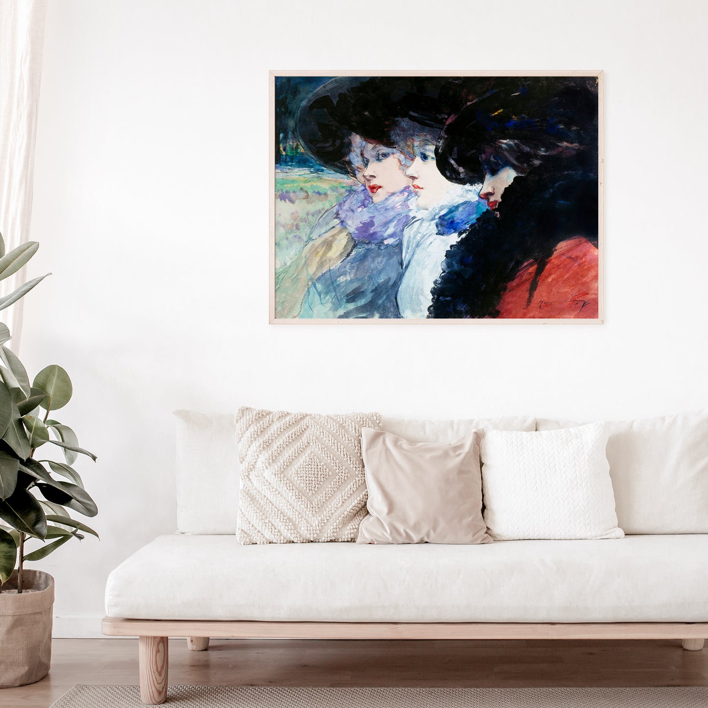 Three women in profile (1900) painting print in high resolution by Henry Somm