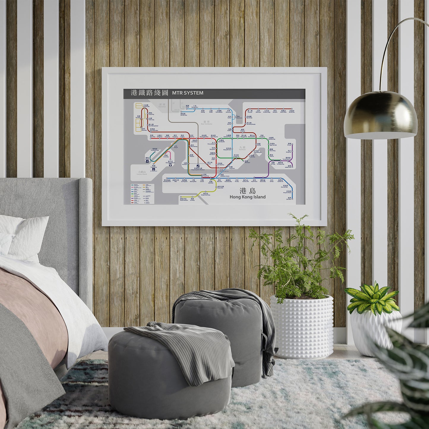 Hong Kong Subway MTR System Map Poster