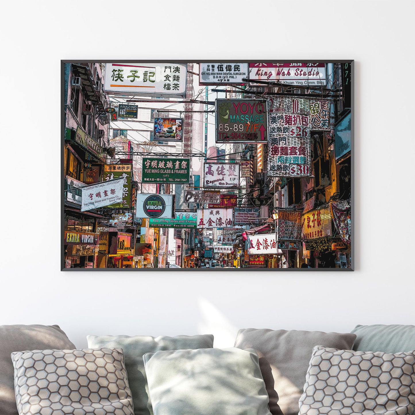 Hong Kong Street Vibrant Art Print