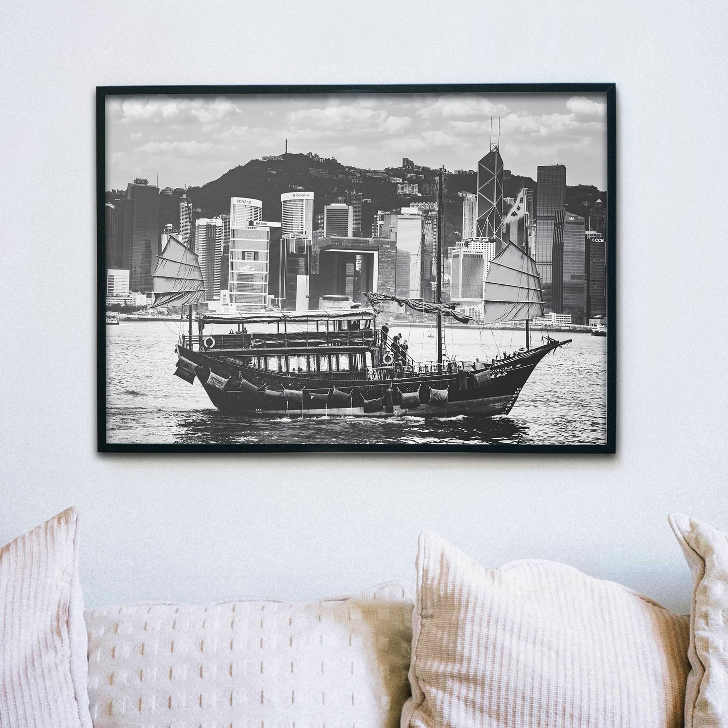 Hong Kong Victoria Harbor Boat Poster