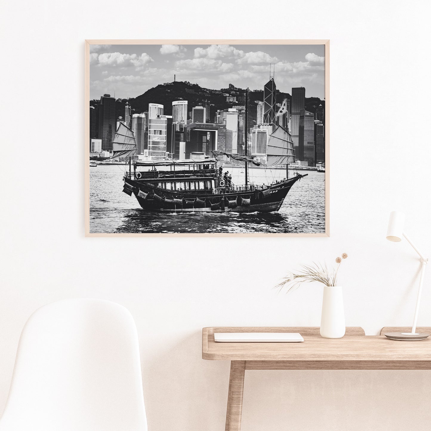 Hong Kong Victoria Harbor Boat Poster