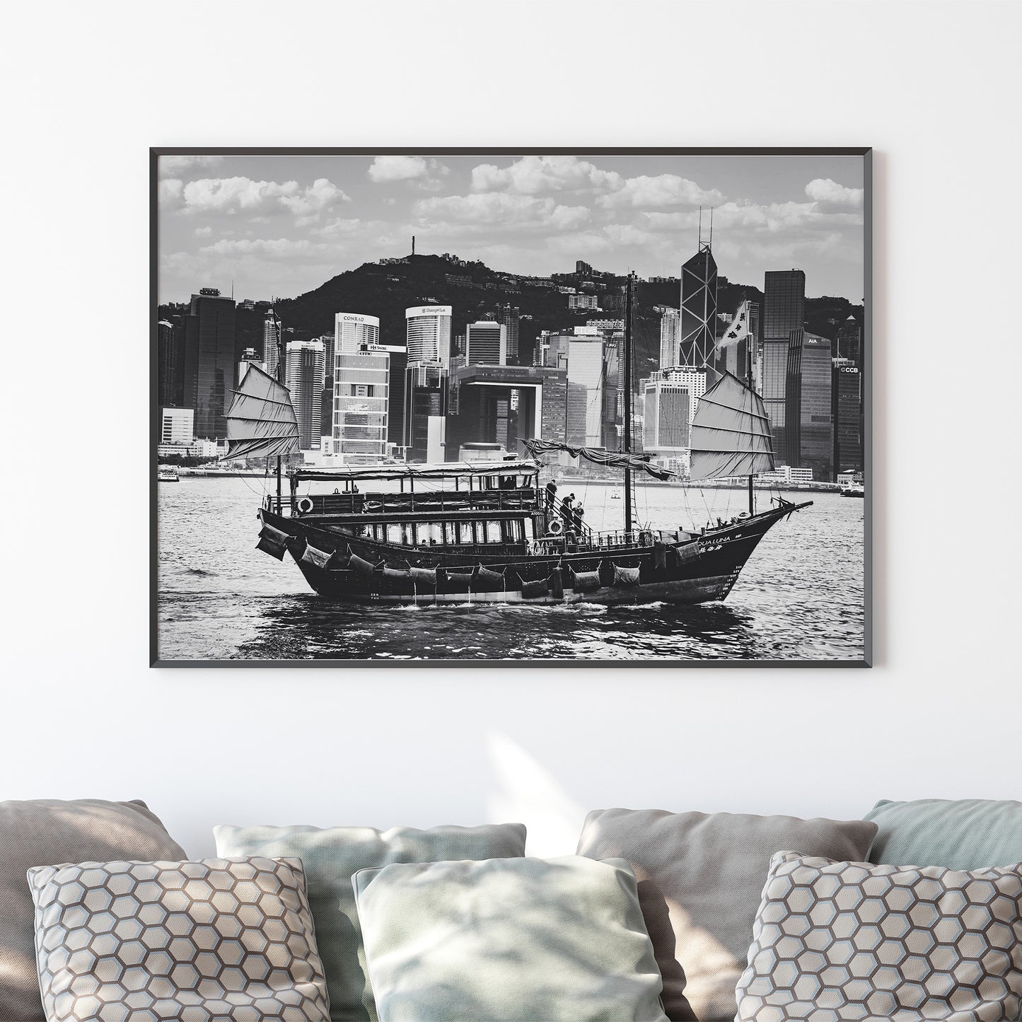 Hong Kong Victoria Harbor Boat Poster