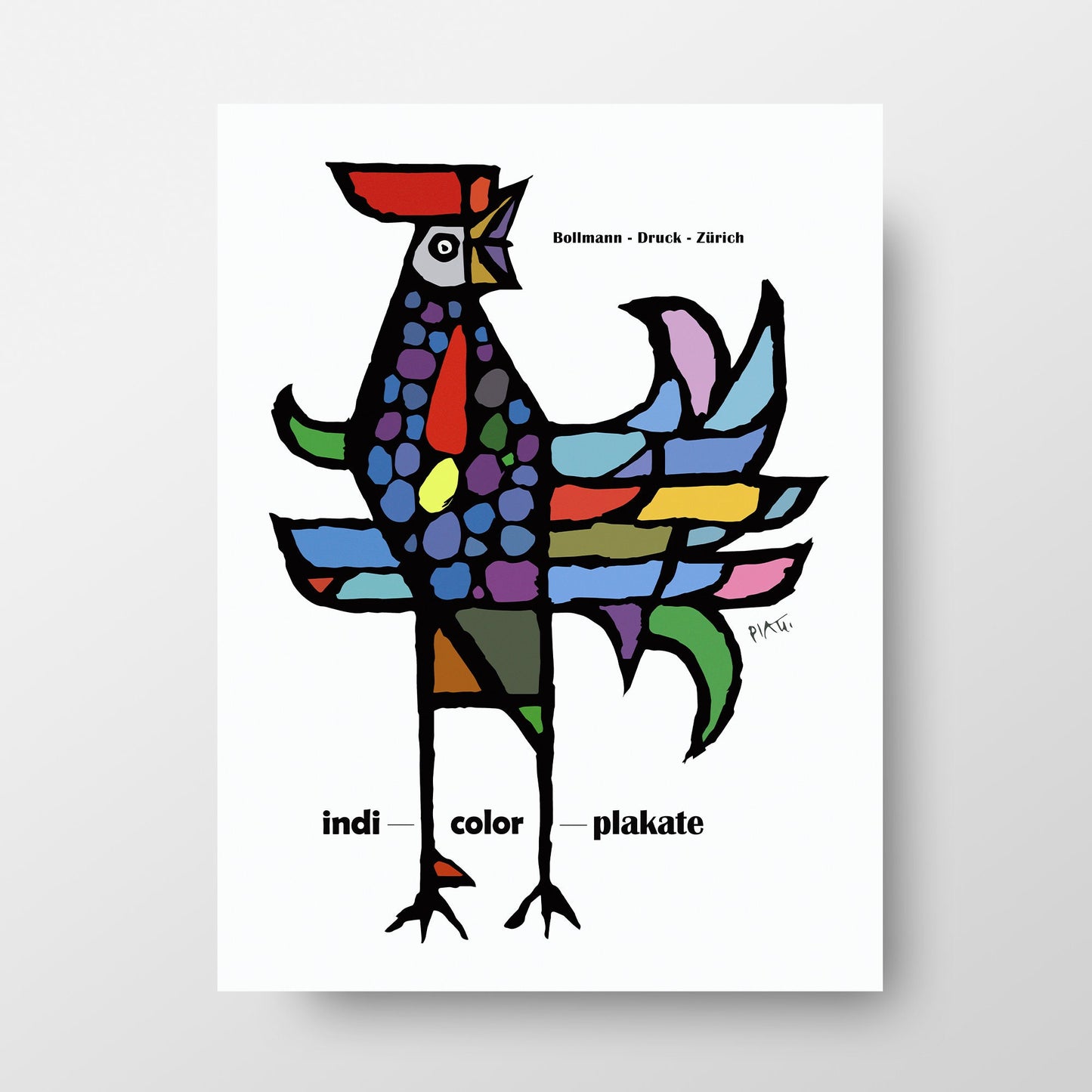 1958 "Indi Color Plakate Rooster " Exhibition Poster by Celestino Piatti