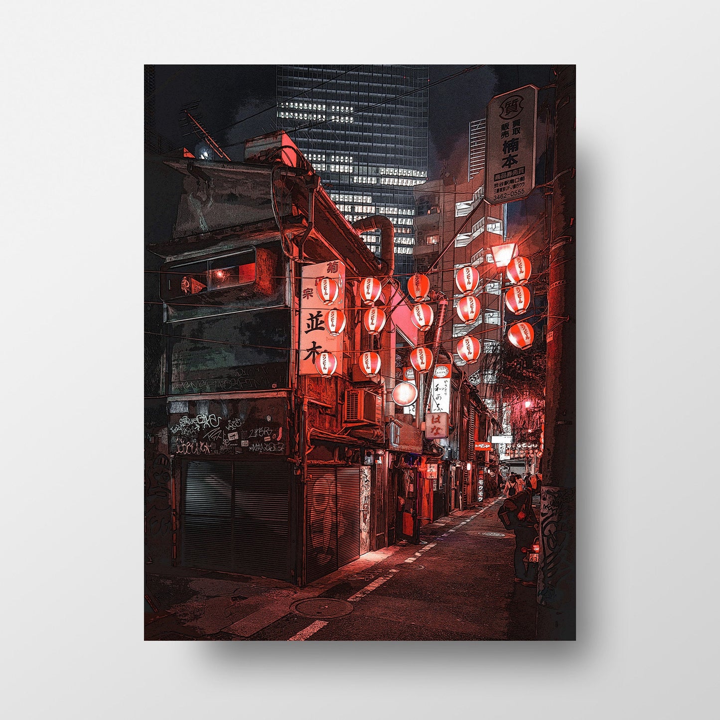 Tokyo Japan at Night Art Print,Cyberpunk Anime Style Poster