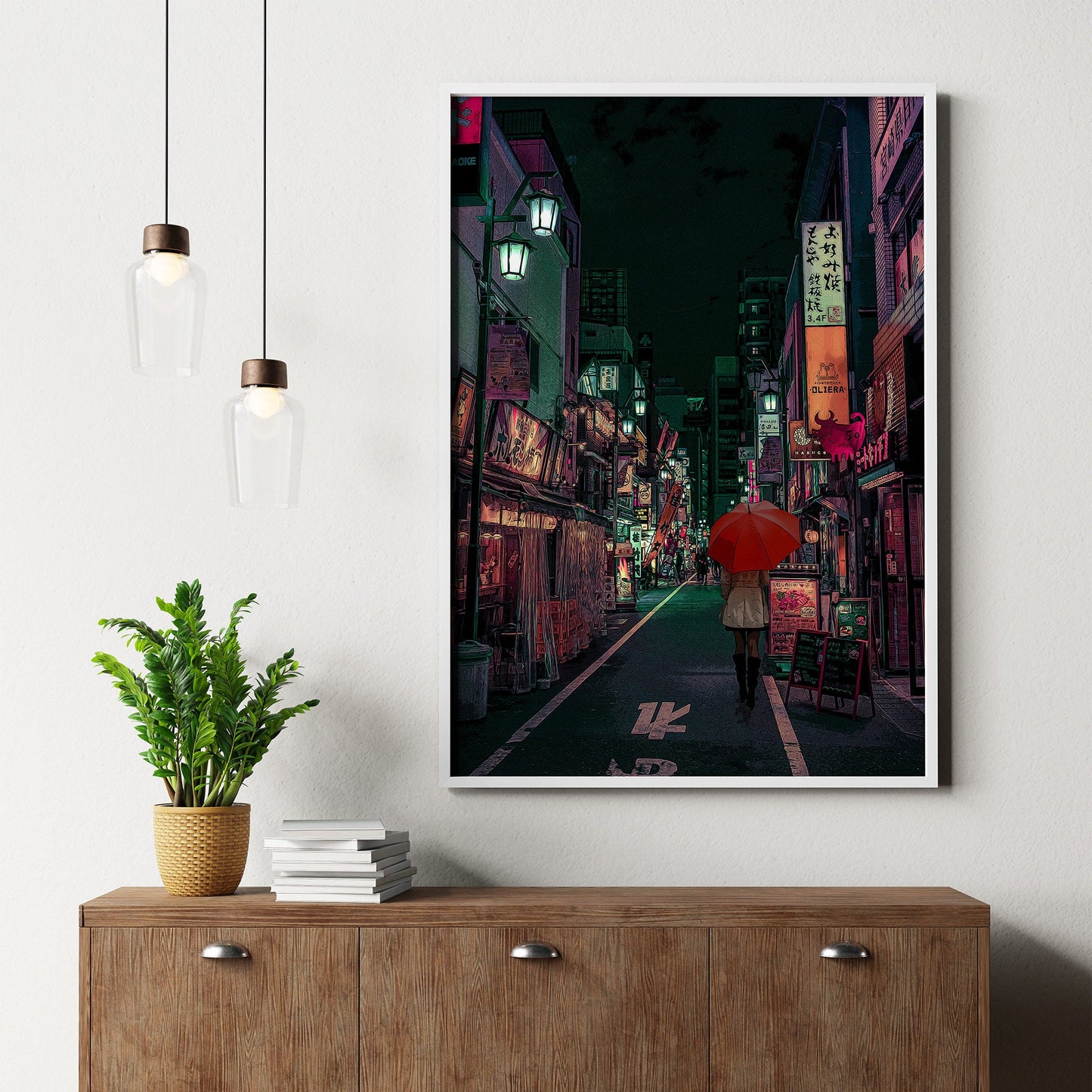 Tokyo Shinjuku Kabukicho at Night Poster, Tokyo Cyberpunk Anime Style Art Print