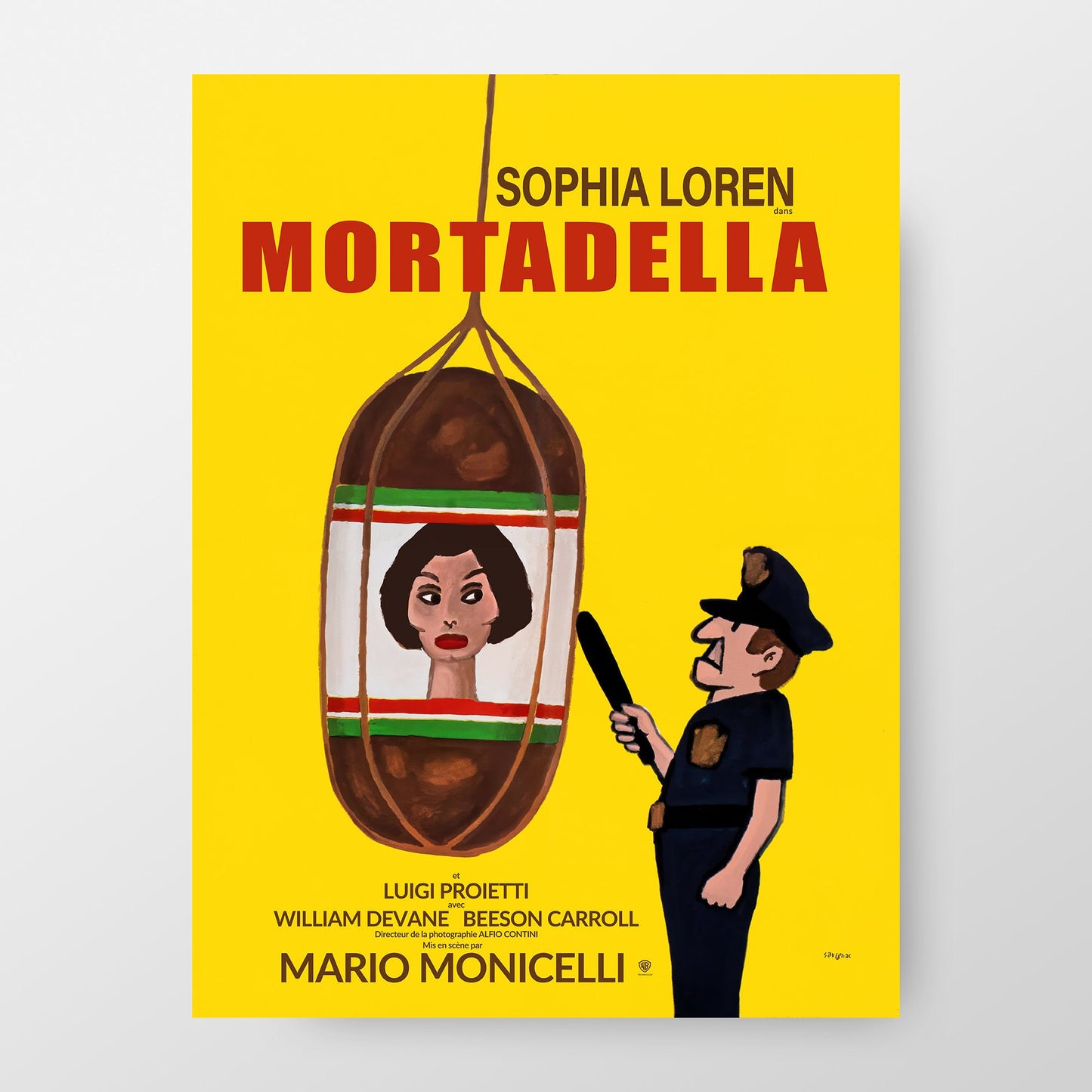 Affiche de film Mortadella 1971 avec Sophia Loren, design par Savignac