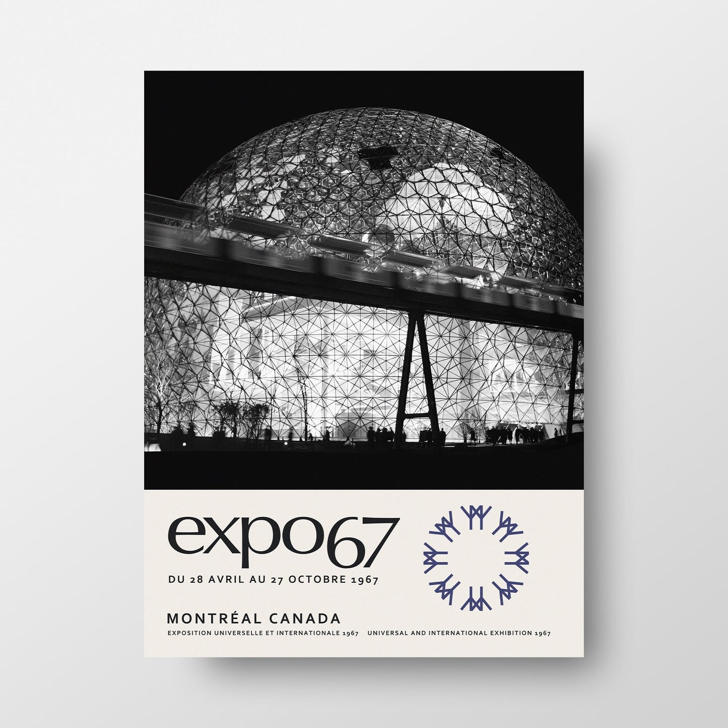 Expo 67 Biosphere at Night Poster, 1967 Montreal International Exhibition Art Print