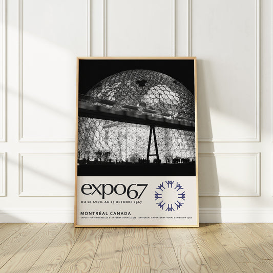 Expo 67 Biosphere at Night Poster, 1967 Montreal International Exhibition Art Print