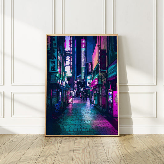 Tokyo at Cyberpunk Anime Style Night Art Print