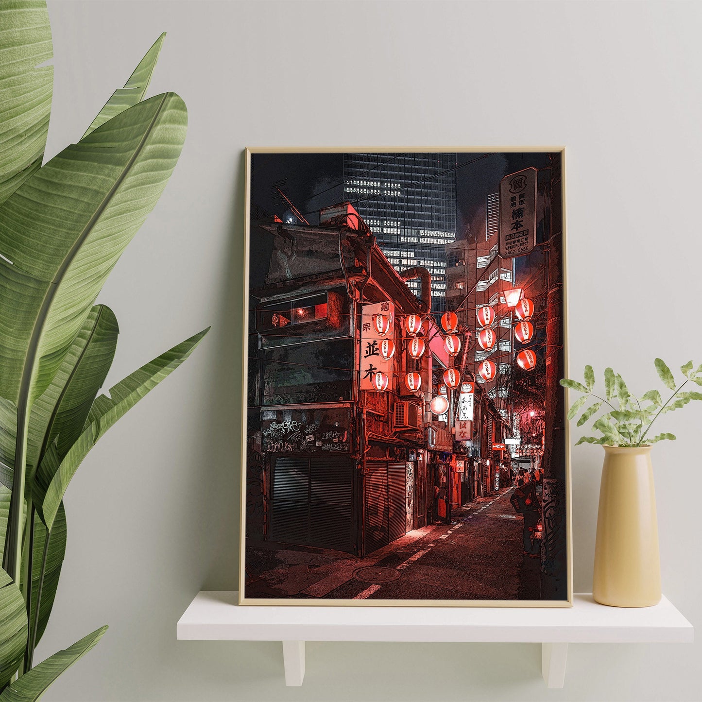 Tokyo Japan at Night Art Print,Cyberpunk Anime Style Poster