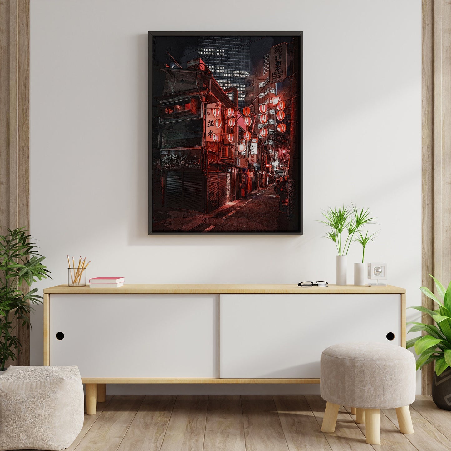 Tokyo Japan at Night Art Print,Cyberpunk Anime Style Poster