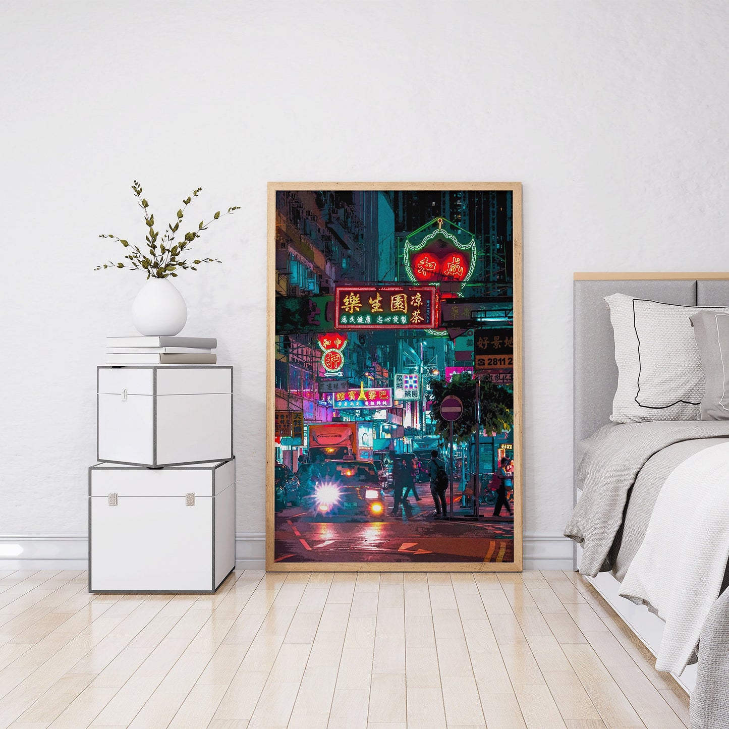 Hong Kong at Night Colorful Art Print