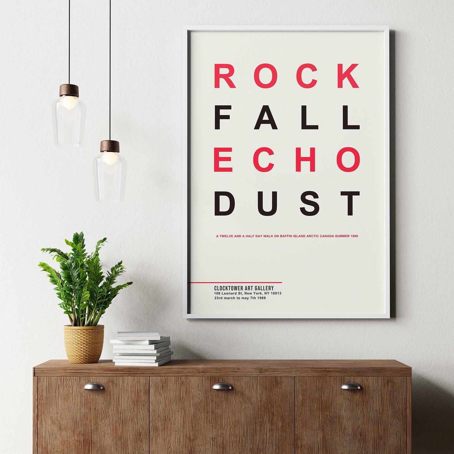 Rock Fall Echo Dust, 1989 Clocktower Gallery Exhibition Poster by Hamish Fulton