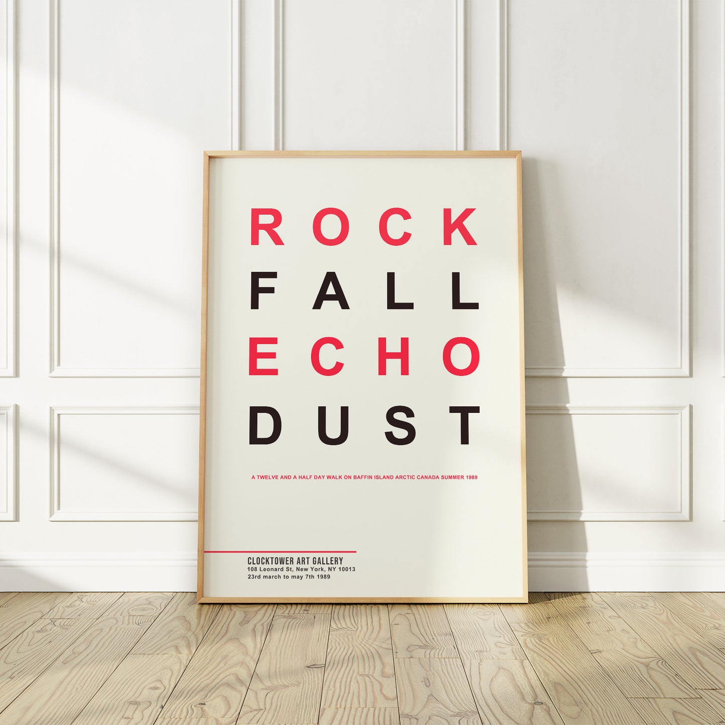 Rock Fall Echo Dust, 1989 Clocktower Gallery Exhibition Poster by Hamish Fulton