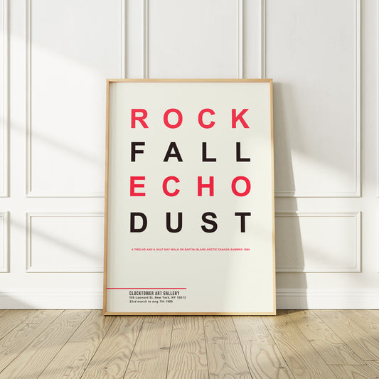 Rock Fall Echo Dust, 1989 Clocktower Gallery Exhibition Poster by Hamish Fulton