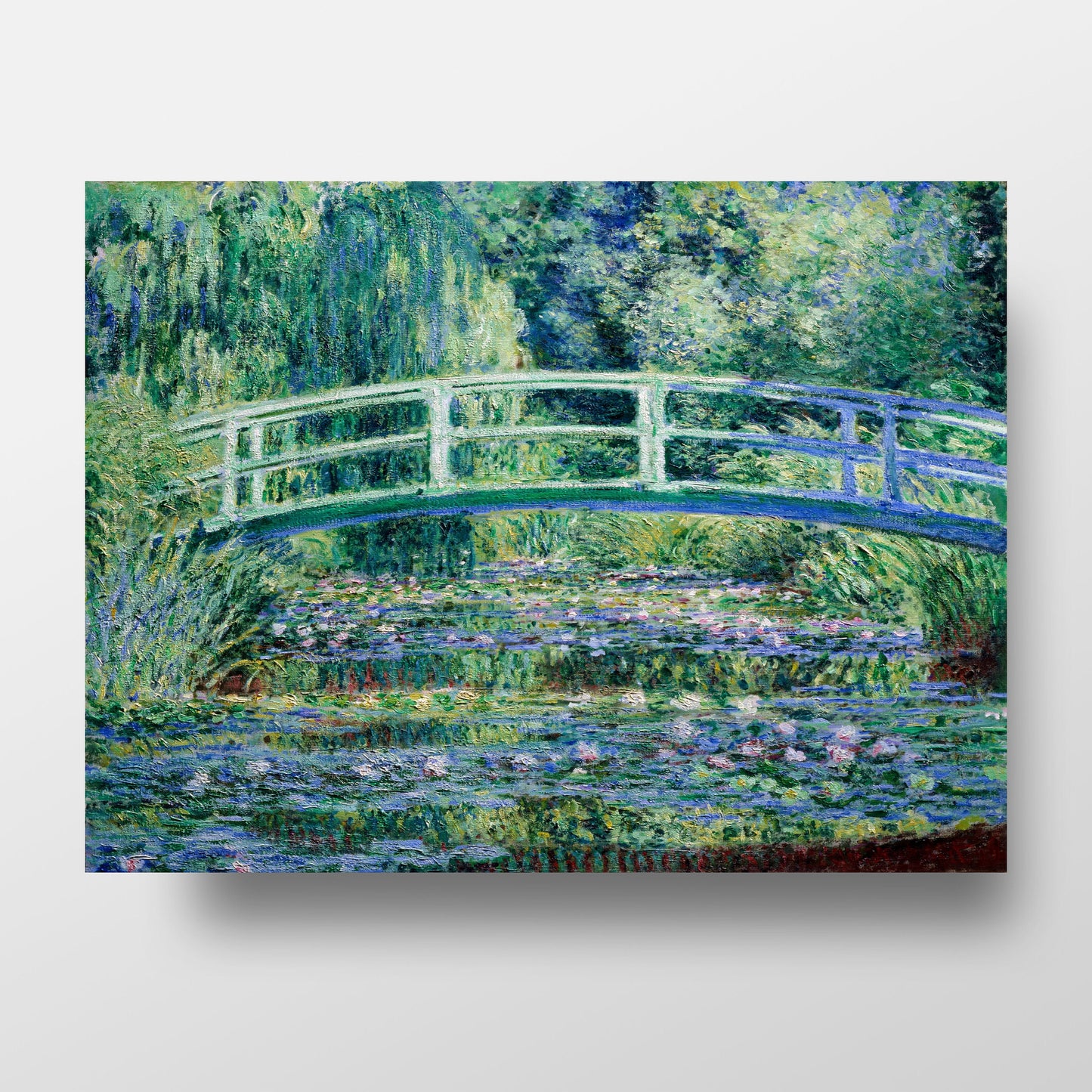 Claude Monet's 1899 "Water Lilies and Japanese Bridge", Enhanced and Edited Reproduction Print