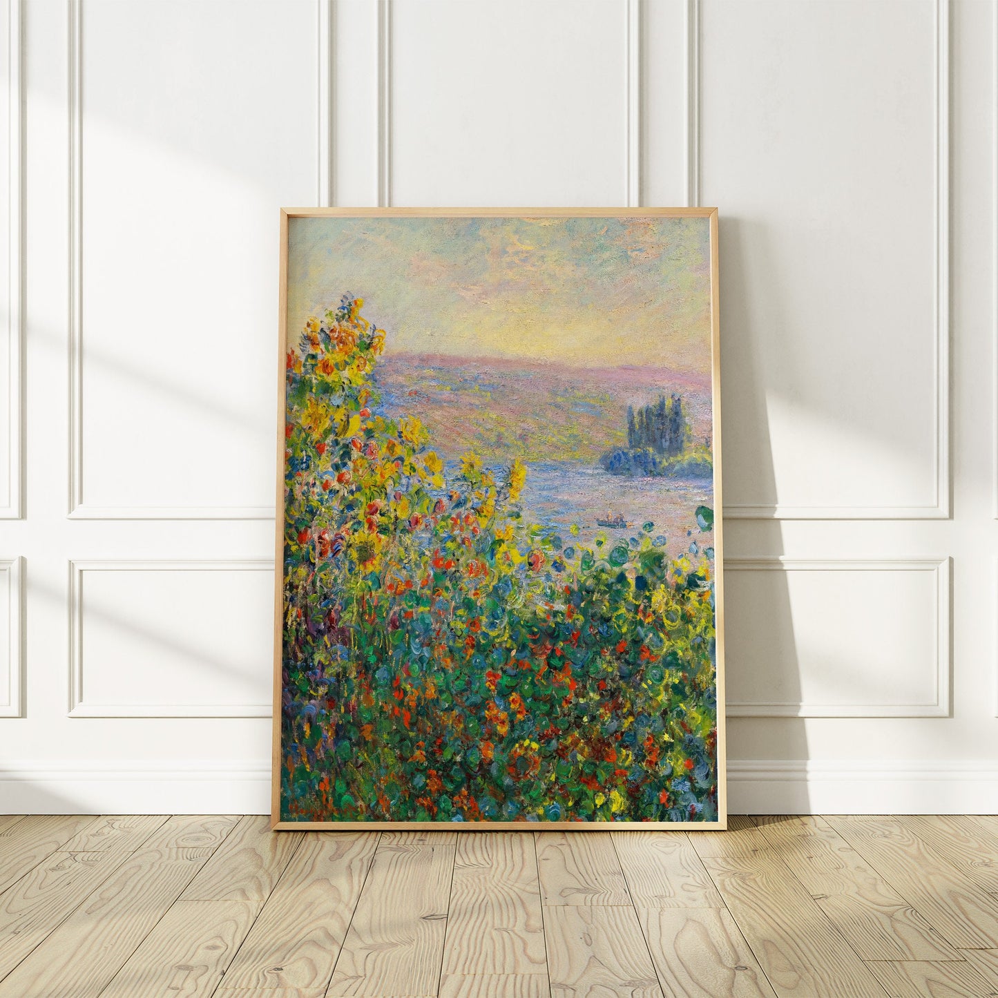 Claude Monet's "1881 Flower Beds at Vétheuil" Enhanced and Edited Reproduction Print