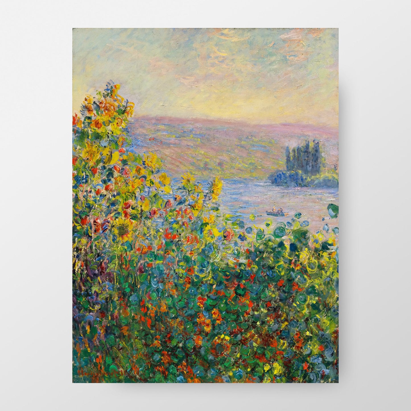 Claude Monet's "1881 Flower Beds at Vétheuil" Enhanced and Edited Reproduction Print