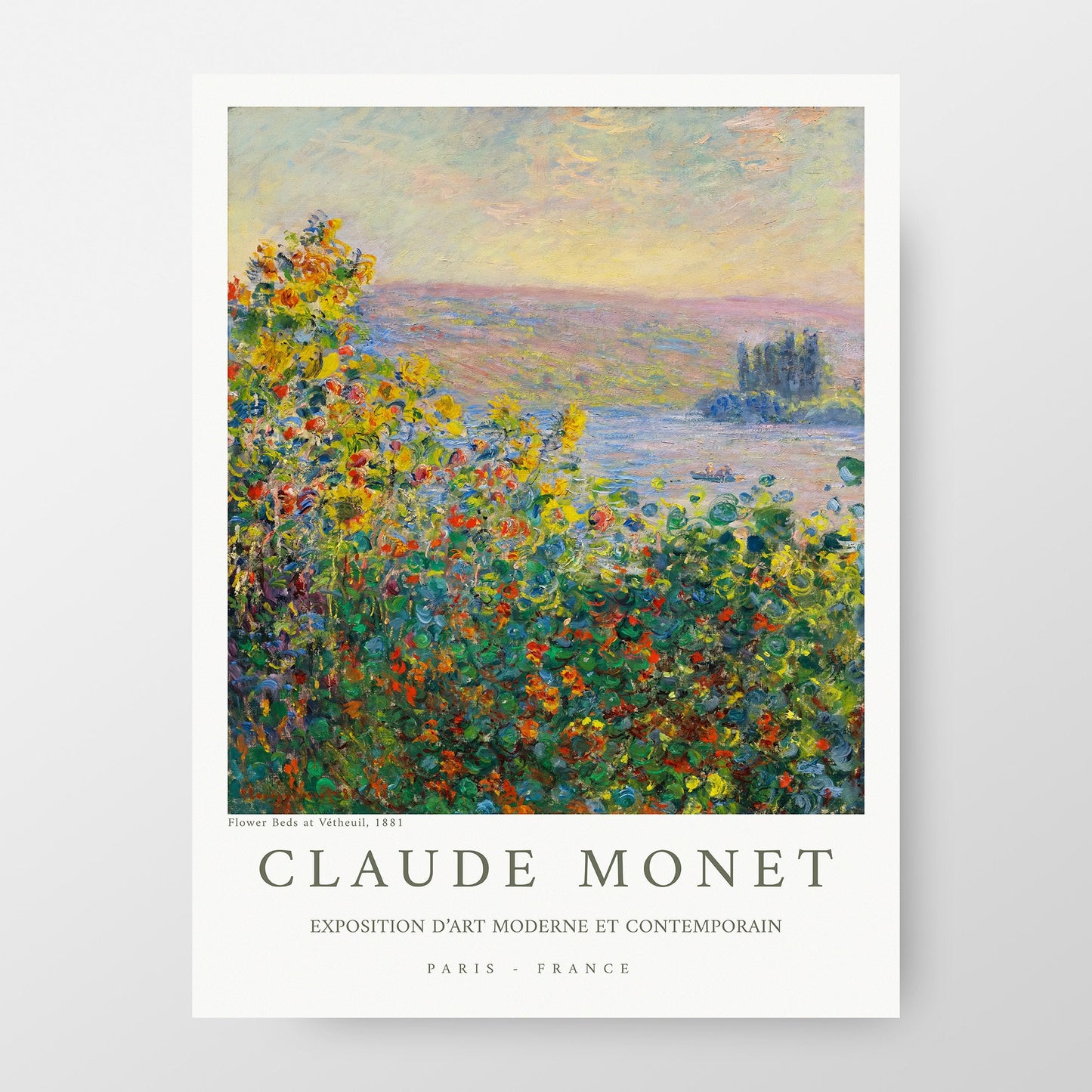 Claude Monet Paris Exhibition Poster, Flower Beds at Vétheuil