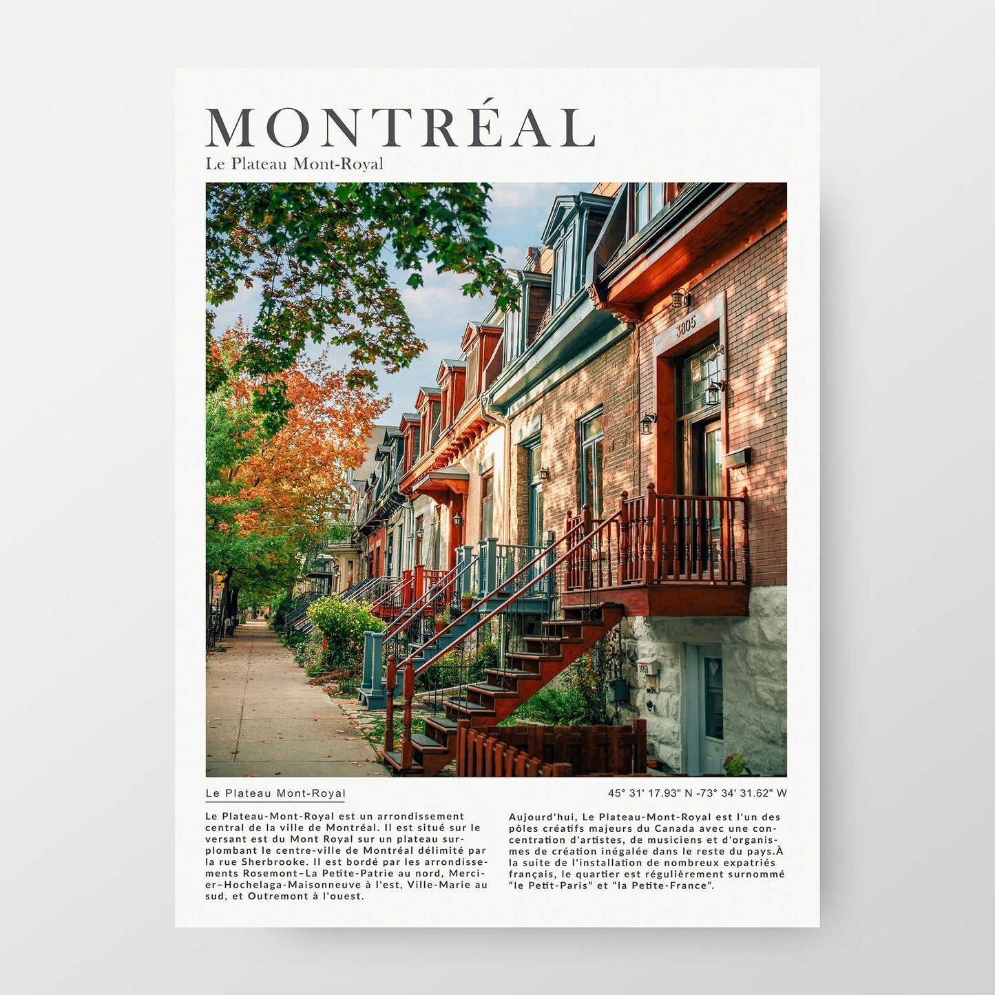 Affiche de voyage « Le Plateau Mont Royal » de Montréal