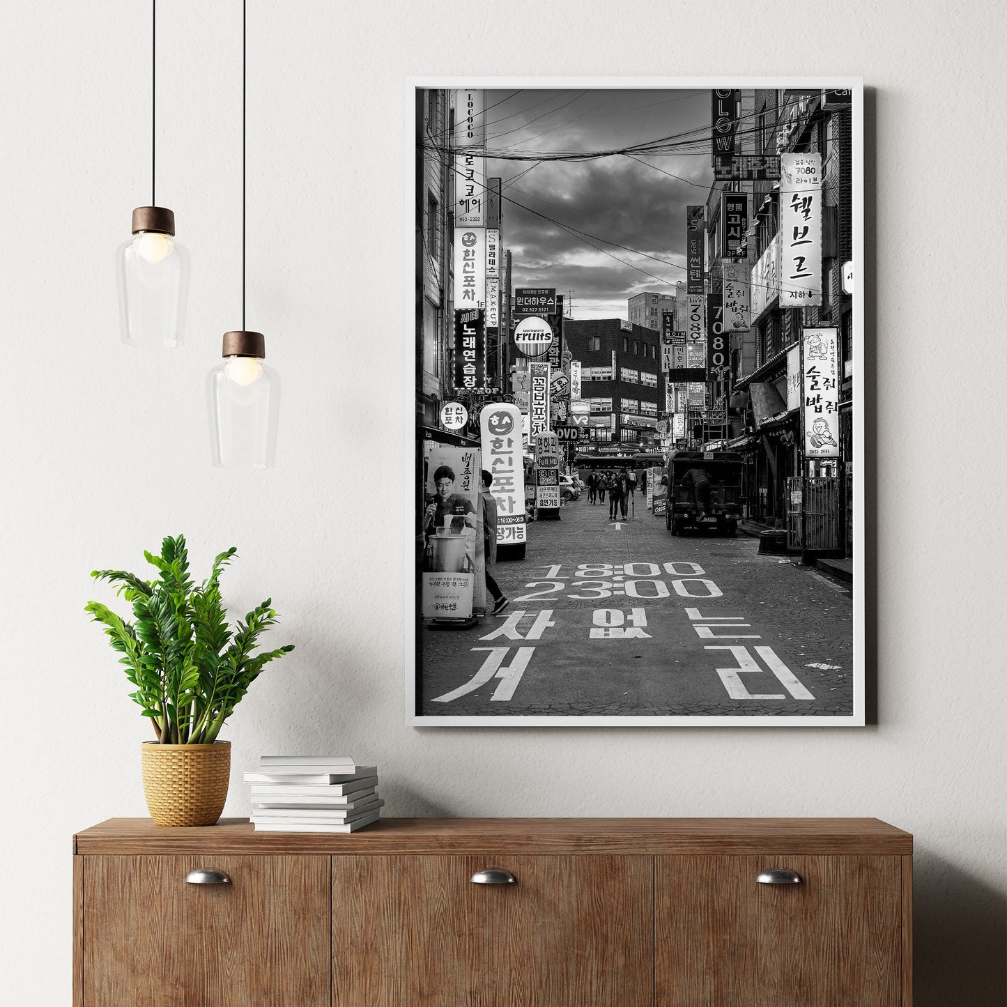 Seoul Vibrant Black and White Street Photography Print