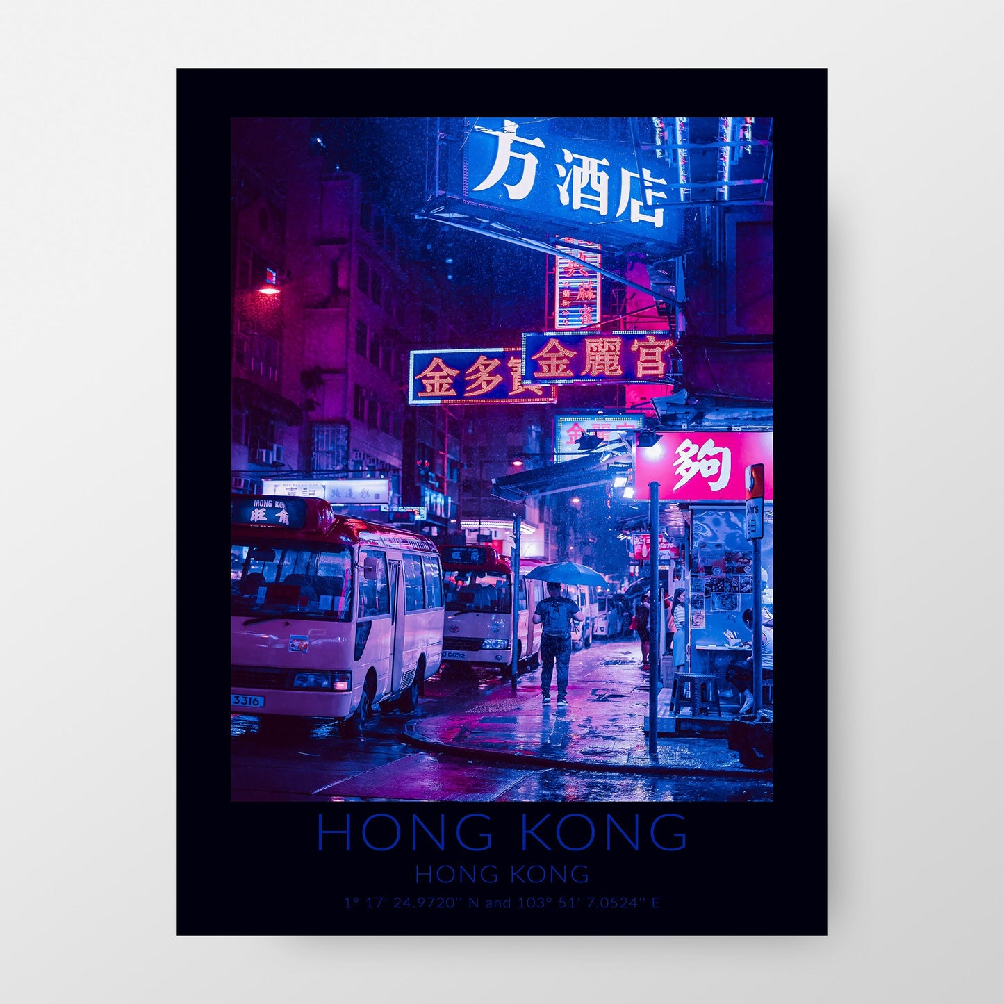 Hong Kong at Night Vibrant Street Photography Print