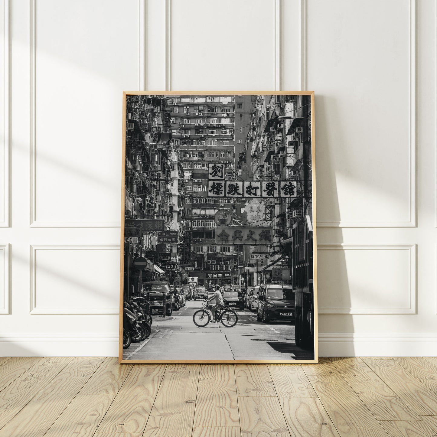 Hong Kong Street Scene Print, Black And White Street Photography