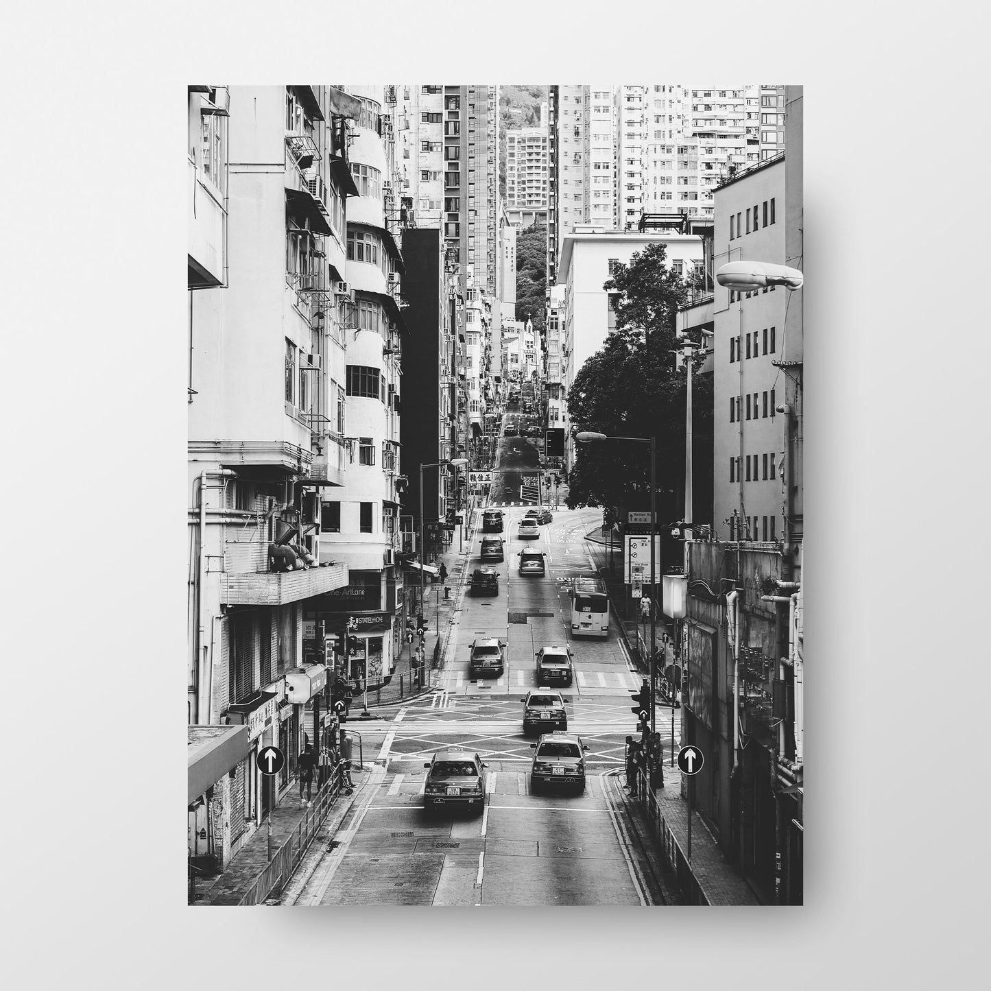 Hong Kong Street Scene Poster, Black And White Street Photography